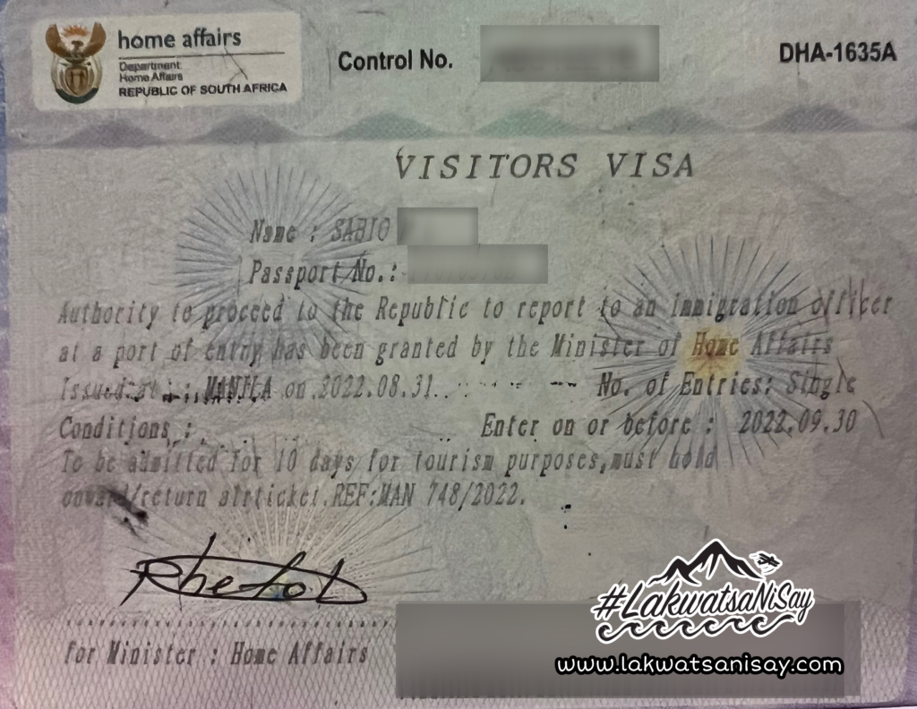 How I Got My South African Visa Lakwatsa Ni Say